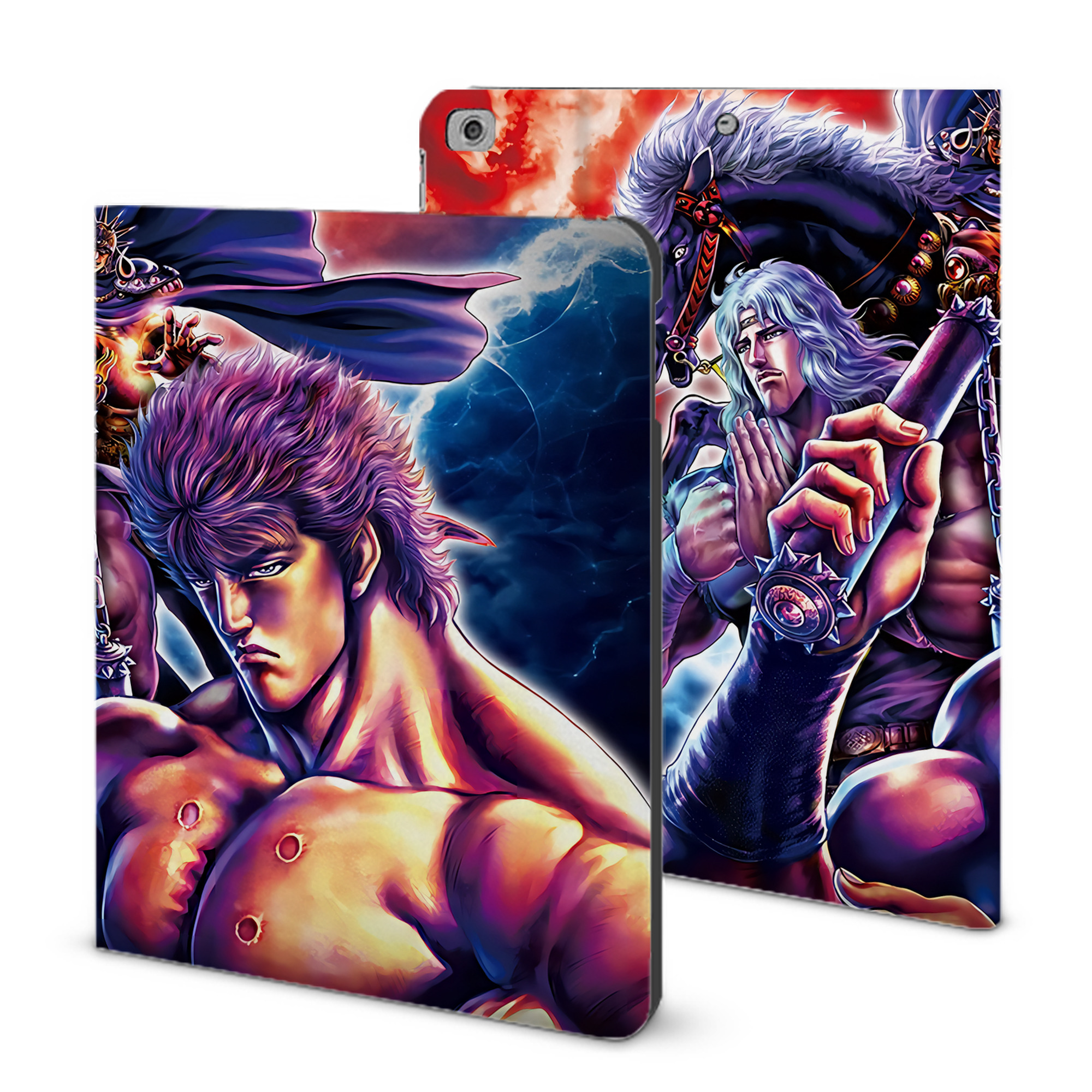 （画像用） 北斗の拳 Fist of the North Star IPad ケース ブック型 PUレザー TPU 耐衝撃 軽量 薄型 ペン収納なし 全面保護 IPad 各モデル対応